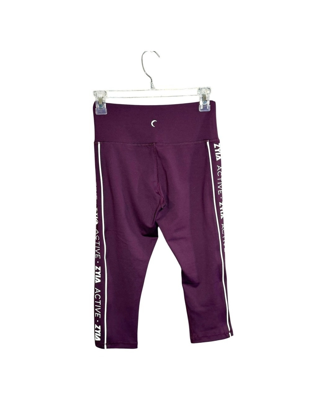 Zyia Active Womens Plum Purple Logo Stripe Capri Leggings Size 4 High Waisted